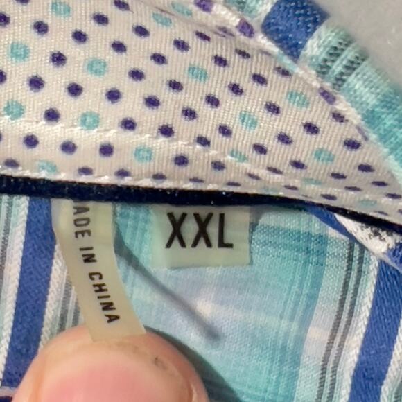 Bugatchi Uomo Button Shirt Men XXL ** Shaped Fit ** Flex Cuffs Blue White Check - Picture 5 of 13